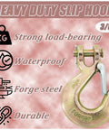 Front view of a 3/8 in forged steel clevis slip hook with safety latch on pink packaging (2-pack)