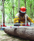 Person using Portable Chainsaw Mill Kit For Builders And Woodworkers, Adjustable Three-Size Mill For 14 To 36 Inch Planks in forest