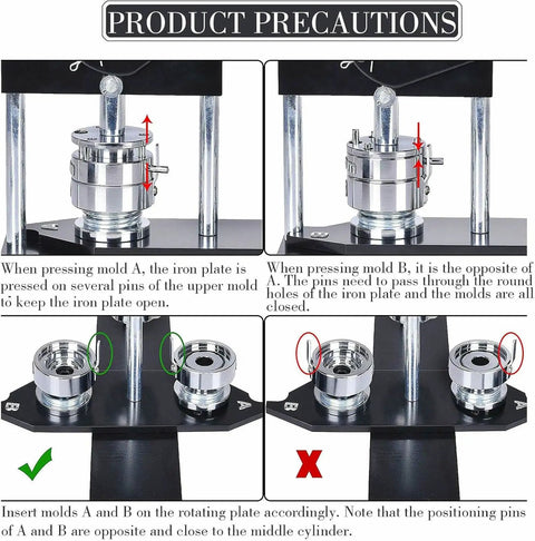Precaution steps for DIY Button Maker Machine For Pin Badges 44MM With 100 Sets Button Making Supplies Easy To Use Portable Badge Press Kit