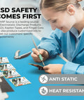 Technician using ESD Mat Kit With Wrist Strap And Grounding Cord For Electronics Workstations 20 By 24 Inches Nitrile Rubber Blue