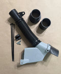 Custom 3D Printed Dust Collection Attachment For 12 Inch Glide GCM12SD Miter Saw with adapters, hose, and mounting hardware.