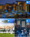 Blue Solar Torch Lights 6 Pack With Flickering Flame, Waterproof Outdoor Garden Decor Torches Installed Along Pathway