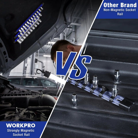 Heavy Duty Magnetic Socket Organizer Tray With Rock Solid Aluminum Frame And Quarter Inch Drive Rail Designed To Keep Your Daily Drivers Locked Up For Smooth Shop Operations
