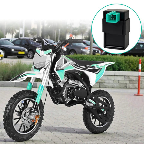 5 Pin AC CDI Box For 50cc To 135cc Chinese ATVs Dirt Bikes Quads And Go Karts With Universal AC Fired CDI Unit next to dirt bike
