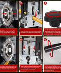 Straight Up Manual Wire Stripping Machine For Copper Cable setup guide showing blade adjustment and wire insertion steps.