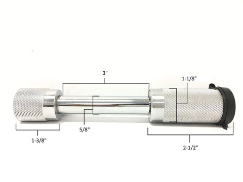Heavy Duty Trailer Hitch Lock 5 By 8 Inch Receiver Pin With Two Keys Chrome Finish, showing detailed measurements.