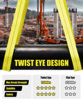 Twist Eye Lifting Slings With UV Resistant Polyester Webbing highlighting strength and safety features on construction site.