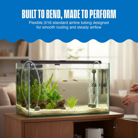 Aquarium with Three Sixteenth Inch Flexible Airline Hose For Aquarium Pumps Air Stones And Filters Ideal Standard Airline Tubing