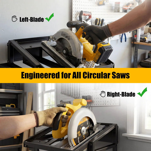 Heavy Duty Metal Circular Saw Holder Wall Mount And 3 Tier Tool Organizer for left and right blade saws in workshop