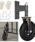 Tough As Nails Eight Inch Gate Wheels With Spring Suspension For Fence And Yard Doors Heavy Duty Swivel Rollers with tire, mount and tools.