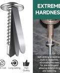 Close-up of Built Tough 145 Piece Self Tapping Screw Assortment Kit featuring truss head 410 stainless steel fastener and drill bit.