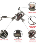 Phantom Hydro Water Rowing Machine With Realistic Water Resistance 60 Degree Tank 16 Hydro Blades and features display