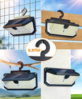 Image of Solar Fence Lights With 526 LEDs, Motion Sensor, 270 Degree Wide Angle, 3 Modes, Remote Control, Hook Mount for Chain Link
