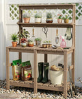 Outdoor Potting Bench With Three Tier All Weather Construction And Tool Hooks Built For Busy Green Thumbs For Backyard Or Garden
