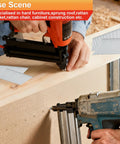 Heavy Hitter Galvanized Finish Nails 16 Gauge 20 Degree Angled 2000 Piece Set For Top Shelf Carpentry Work being used in cabinetry.