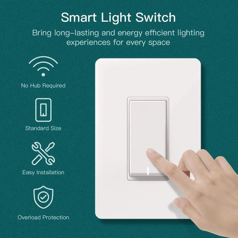 Smart Light Switch Single Pole Works With Alexa Google Home And SmartThings 2.4GHz WiFi Neutral Wire Required No Hub Needed FCC Listed 4 Pack