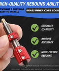 Close-up of the Pro Grade Magnetic Recurve Bow Arrow Rest And Plunger Set with a red adjustable stainless steel plunger.