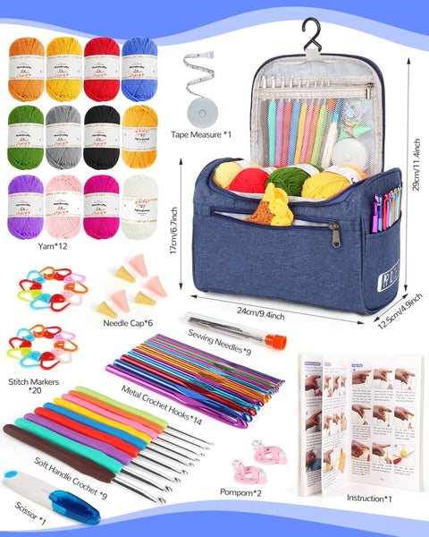 Beginner Crochet Kit For Adults And Teens With 23 Crochet Tools And 655 Yards Of Yarn Includes Ergonomic Hooks Aluminum Needles