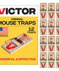 Top Tier Reusable Wooden Snap Mouse Traps 12 Pack Heavy Duty Rodent Control For Indoor Spaces displayed with packaging.