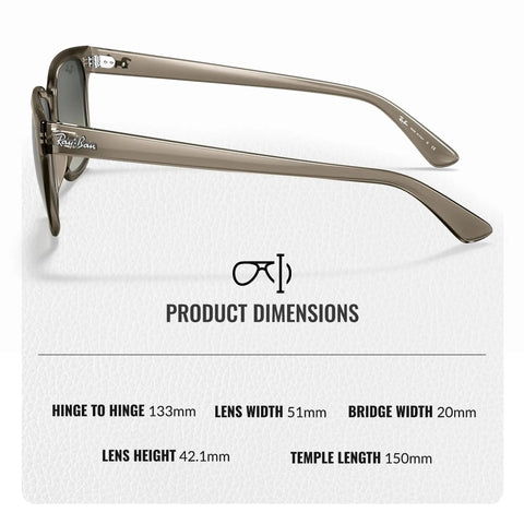 Side view of Dope Square Shaped Non-Polarized Sunglasses For Men And Women With Light Grey Gradient Lenses, showing product dimensions