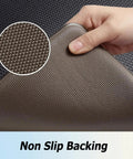 Close-up of non slip kitchen floor mats set of 2 with cushioned anti fatigue memory foam ergonomic standing mats waterproof backing