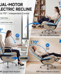 Dual Motor Executive Reclining Office Chair With Footrest And Massage Lumbar Support One Click Electric Recline demo