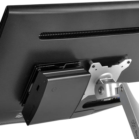 Rock Solid NUC Mounting Bracket for Back of Monitor with VESA Arm Extension Plate visible from the side