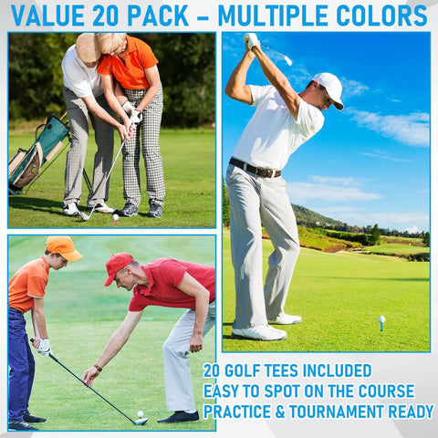 Golfers using 20 Pack Plastic Golf Tees With Soft Rubber Top, 3.25 Inch Tees That Cut Friction And Side Spin, Durable Plastic Construction
