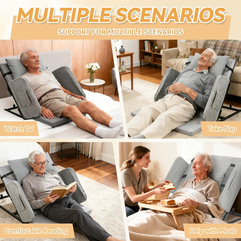 Cyanvine Electric Lifting Backrest For Bed With Remote Control, Adjustable Power Recliner showing multiple scenarios for use.