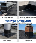 Rock Solid Heavy Duty EPDM Rubber Roofing Roll Featuring Butyl Self Adhesive Foolproof Peel And Install Design For Flat Or Camper Roofs 51 Mil Thick Flexible Waterproof used on roof corners and chimneys.