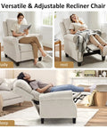 Ultra Wide Recliner Chair For Living Room With Smooth Push Back Recline, Home Theater Style Sofa, Mid Century Armchair With Lumbar Support