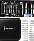 Dissection Kit Set With 46 Or 33 Piece German Stainless Steel Instruments For College Medical Veterinary And Middle And High School Labs Complete Anatomy Lab Tools Pro Grade Surgical Grade Precision For Real World Anatomy Practice. Open case with German stainless steel dissection tools, blades and handles