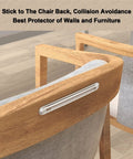 Real Deal Clear Silicone Furniture Bumpers Six Pack With Heavy Duty 3M Adhesive self-grip on chair back, preventing wall damage.