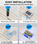 Installation steps of Eight Pack Solar Dock Lights For Driveways And Pathways, Waterproof Outdoor LED Aluminum Step Lights, Blue.