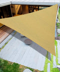 Sun Shade Sail 12 Ft By 12 Ft By 12 Ft Triangle Sand Canopy UV Block Sunshade For Patio Garden Yard Deck Pergola Lawn Backyard With Breathable HDPE Fabric That Blocks Ninety Five Percent UV And Helps Airflow And Heat Reduction Patio Vibe installed over patio area
