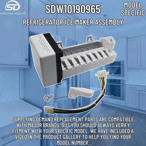Refrigerator Ice Maker Assembly Replacement No Bail Arm Model Specific Fit for W10190965 and W10190966 Not Universal 115V