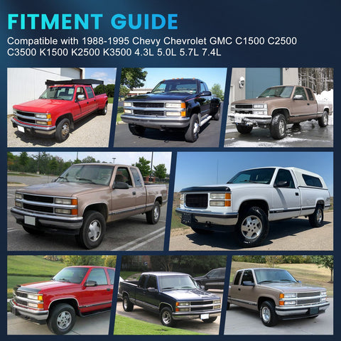 Collage of various Chevy GMC C K Series trucks compatible with Electric Fuel Pump Assembly E3621S Replacement.