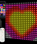 Smart Curtain Lights 400 LED Color Changing 6.6ft By 6.6ft With App And Remote Dynamic DIY Fairy String Lights with Heart Display