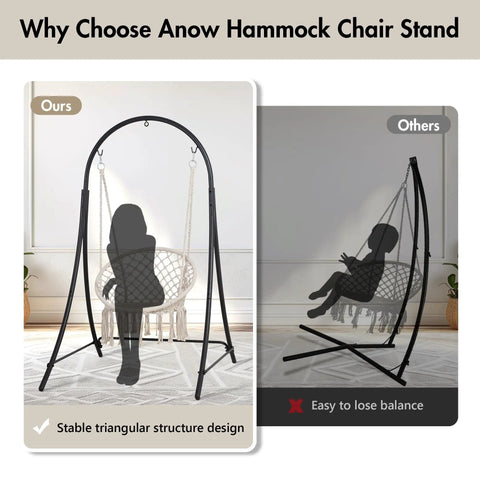 Heavy Duty Hammock Chair Swing Stand Only With Adjustable Height For Indoor Or Outdoor Use Sturdy As Heck Safety Hooks