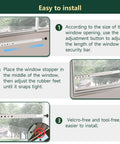 Steps to install Adjustable Window Security Bars Inside For Home Safety, Easy Install, Heavy Duty Vertical Lock Bar with Rubber Feet.