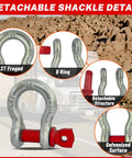 Heavy Duty 2 Ton Swivel Hooks With D Ring Shackle And 0.5 Inch Shackle, G80 Rated Lifting Hooks, 4,400 Lbs Safe Load Limit, Alloy Steel Round Rotating Trailer Chain Hooks with detachable D ring detail