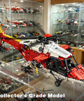 Rescue Helicopter Building Block Set With 1528 Pieces And Motorized Rotors Realistic Gear System on display case