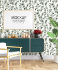Room with Green Leaf Peel And Stick Wallpaper Floral Contact Paper Self Adhesive Removable Wall Cover 17.7 Inches By 118.1 Inches