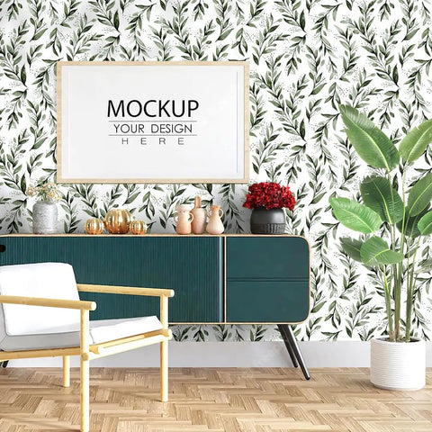 Room with Green Leaf Peel And Stick Wallpaper Floral Contact Paper Self Adhesive Removable Wall Cover 17.7 Inches By 118.1 Inches