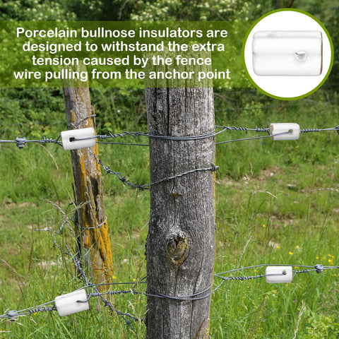 Honeydak porcelain bullnose insulators, 10-pack, white ceramic fence insulators for fence wire on wood posts