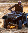 Roof Rack Shovel Mount Kit With Metal Rubber Clamp Brackets on ATV for off-road adventure in sand dunes.