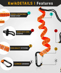 Tsunami Kit All-In-One Premium Braided Rope Vertical Lifeline details showing bungee strap, cord stopper, stitching, carabiner.