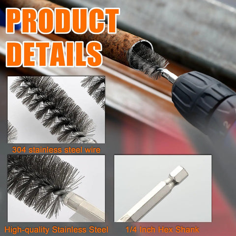 Heavy Duty 18 Pack Drill Wire Brush Set With One Quarter Inch Hex Shank Stainless Steel, Brass, And Nylon Bristles detail