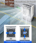 Heavy Duty Industrial Evaporative Air Cooler With 90L Water Tank, showcasing wide-angle air supply in an industrial setting.