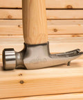 Sure Strike California Framing Hammer 25 Oz Straight Rip Claw With Milled Face And Hickory Handle on wooden background